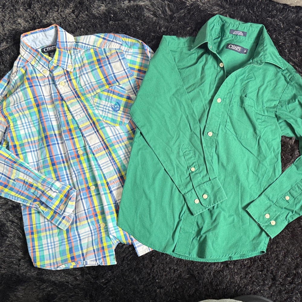 Chaps Green and Plaid Button Down Shirts for Kids